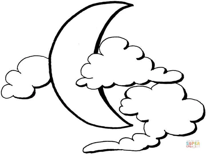 Dibujo de Luna Y Nubes para colorear | Dibujos para colorear ...