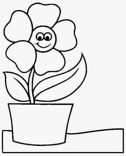 Dibujo de maceta con 3 flores - Imagui