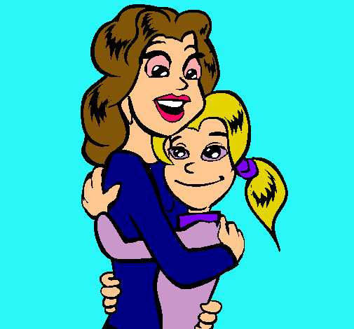 Dibujo de Madre e hija abrazadas pintado por @mor para mamá en ...