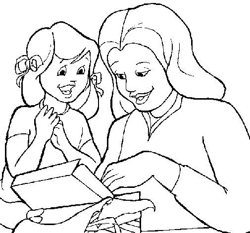 Dibujo de Madre e hija para Colorear - Dibujos.net