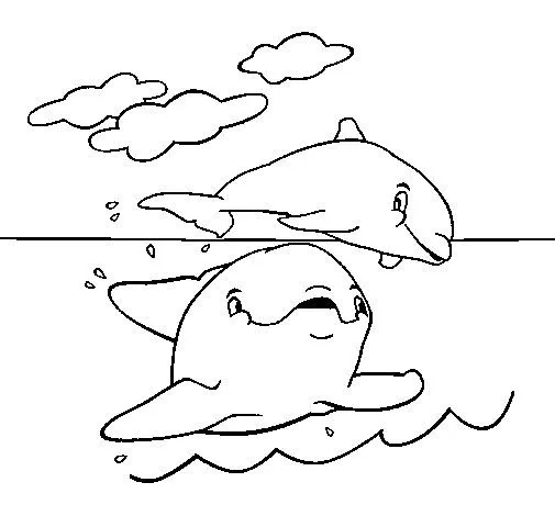 Dibujo de Madre e hijo delfín para Colorear - Dibujos.net