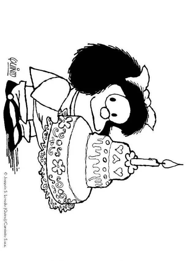 Dibujo de Mafalda cumpleaños - Dibujos para colorear MAFALDA