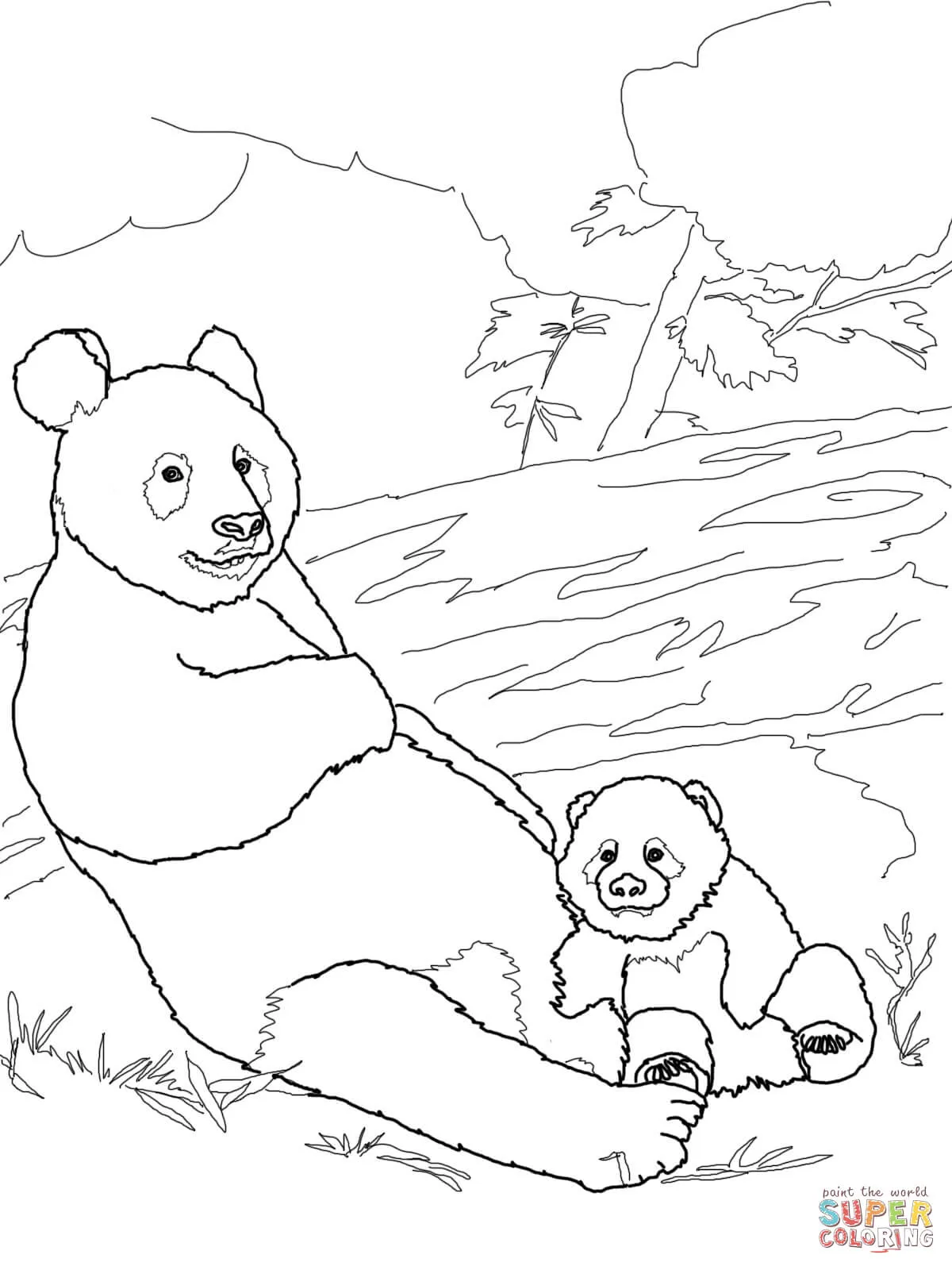 Dibujo de Mamá panda con su Bebé para colorear | Dibujos para colorear  imprimir gratis