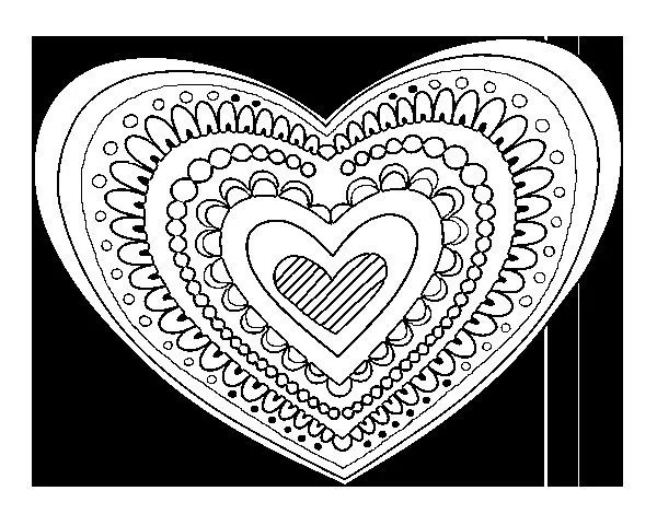 Dibujo de Mandala corazón para Colorear - Dibujos.net