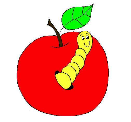 Dibujo de Manzana con gusano pintado por Maryann en Dibujos.net el ...
