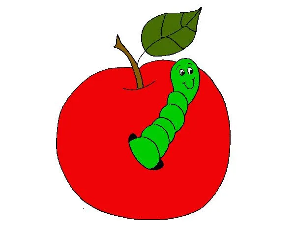 Dibujo de Manzana con gusano pintado por Reyna23 en Dibujos.net el ...