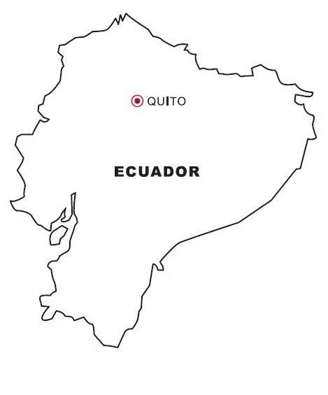 Un dibujo de mapa de ecuador para colorear - Imagui