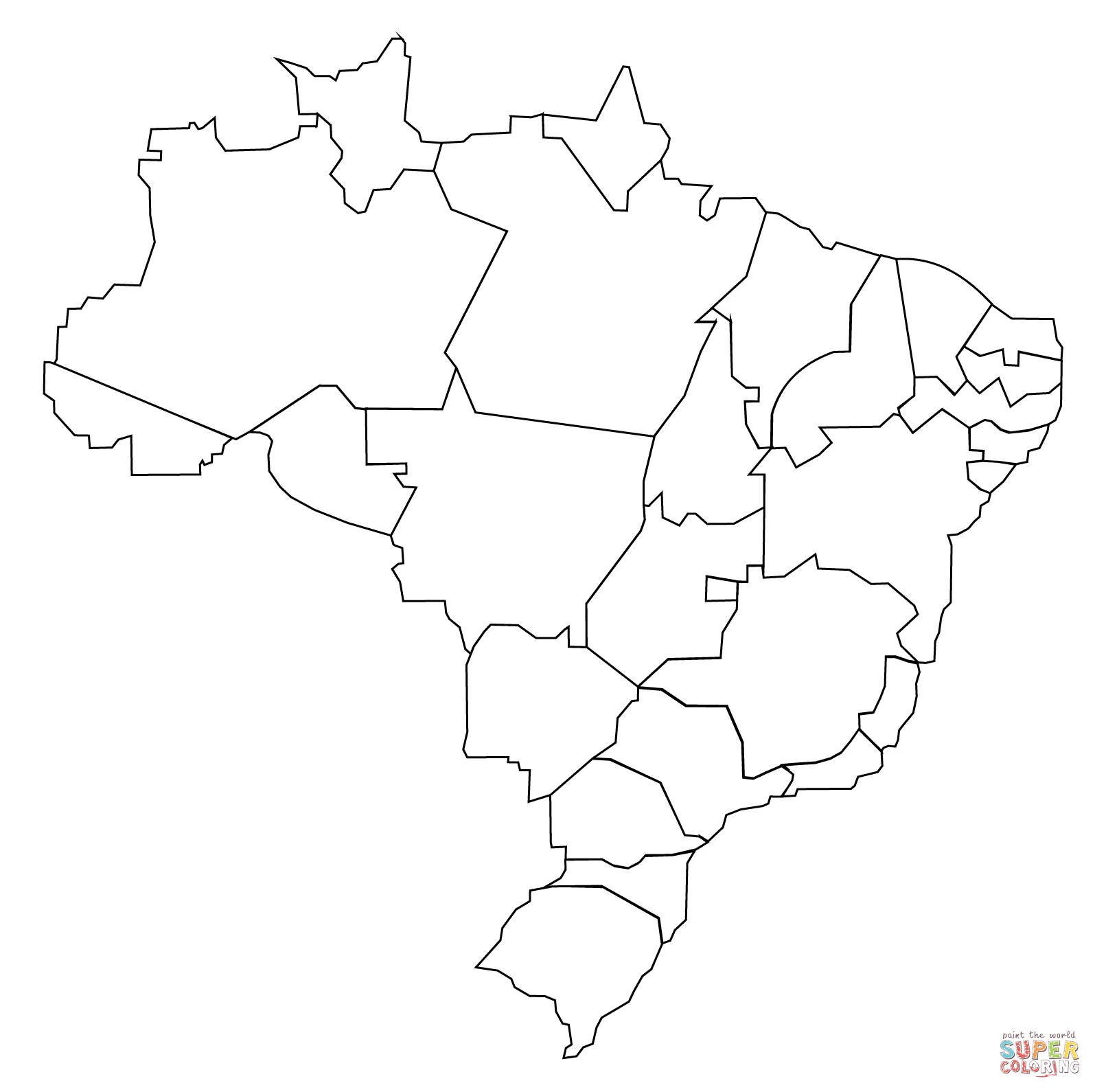 Dibujo de Mapa de las Provincias de Brasil para colorear | Dibujos para  colorear imprimir gratis