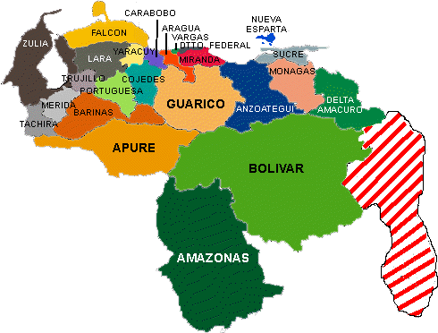 Mapa de venezuela con sus paises y capitales - Imagui