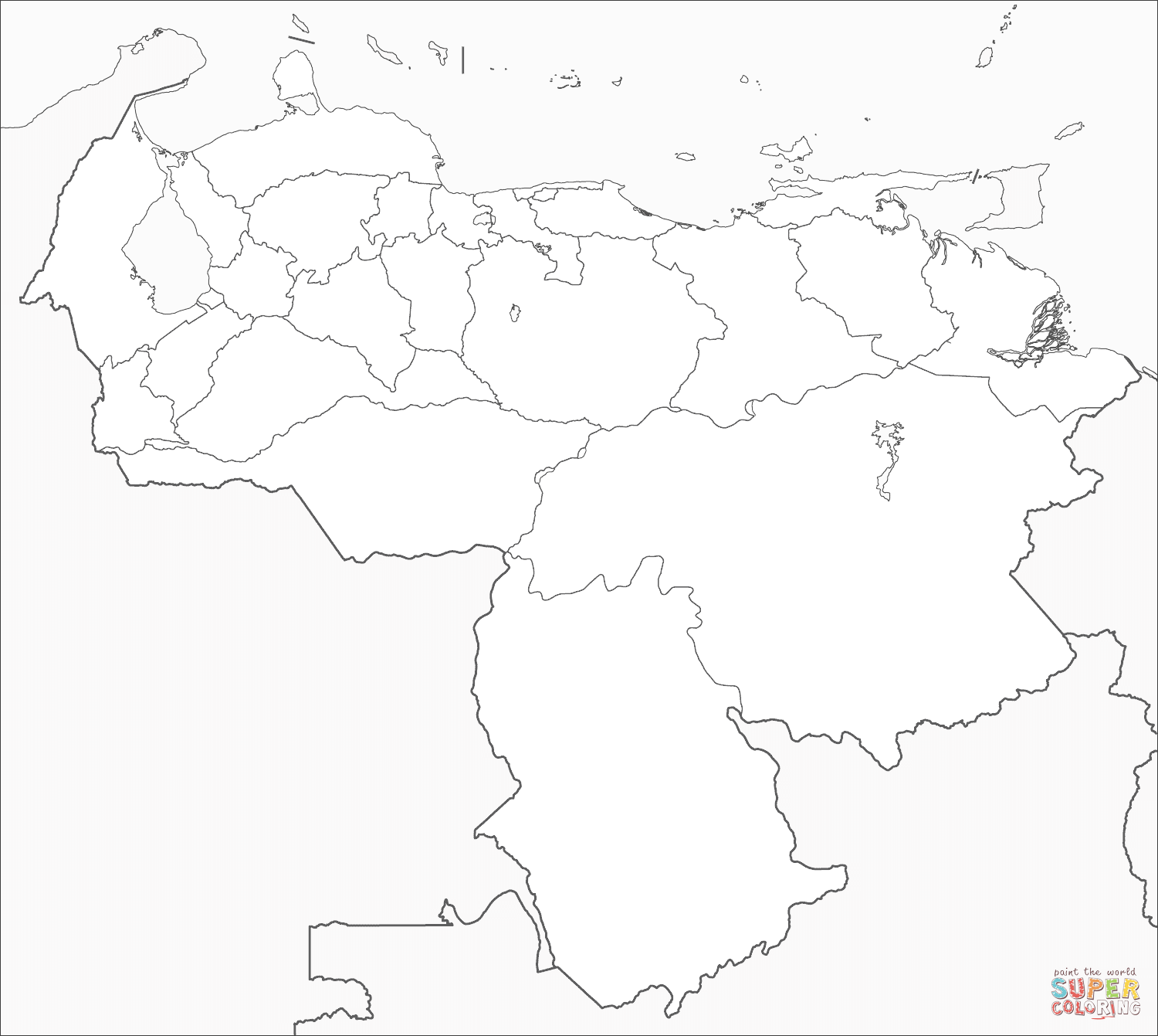 Dibujo de Mapa de Venezuela para colorear | Dibujos para colorear imprimir  gratis
