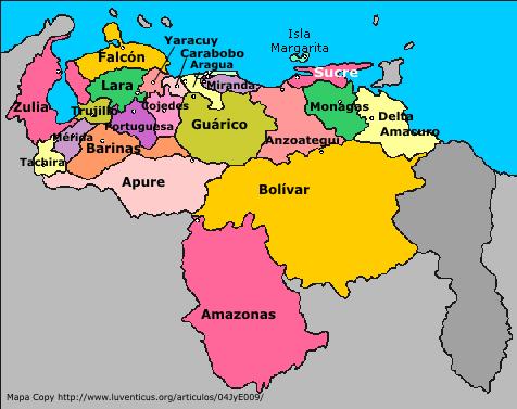 Dibujos del mapa de Venezuela con los estados - Imagui