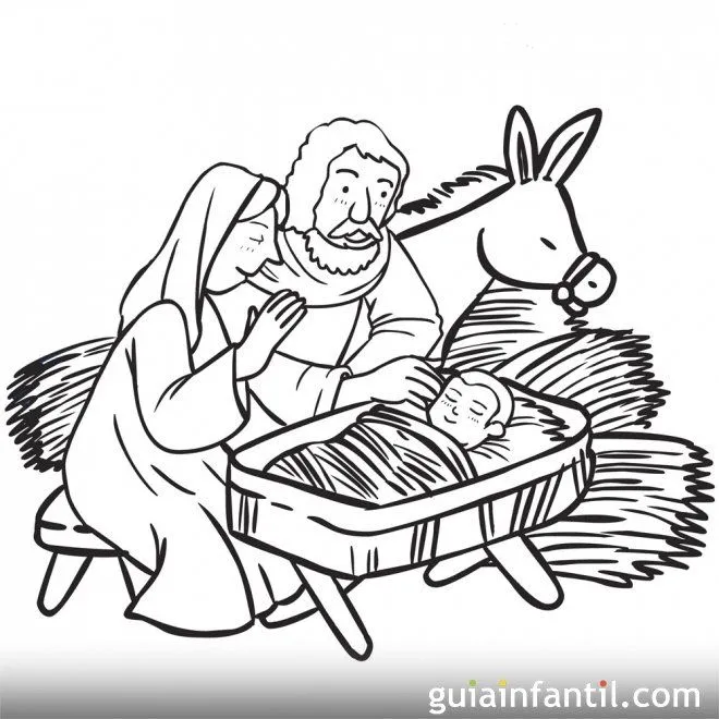 Dibujo de María y José rezando con al Niño Jesús - Dibujos de ...