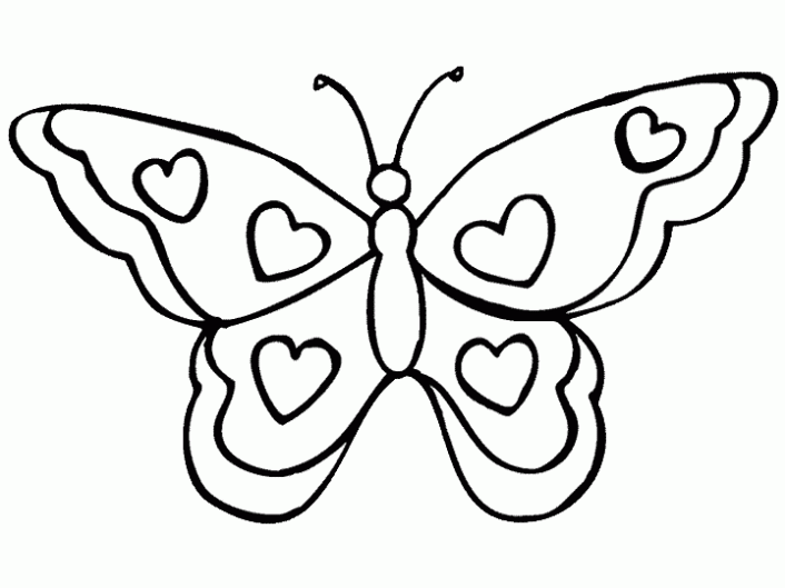 Dibujo de Mariposa con corazones para colorear. Dibujos infantiles ...