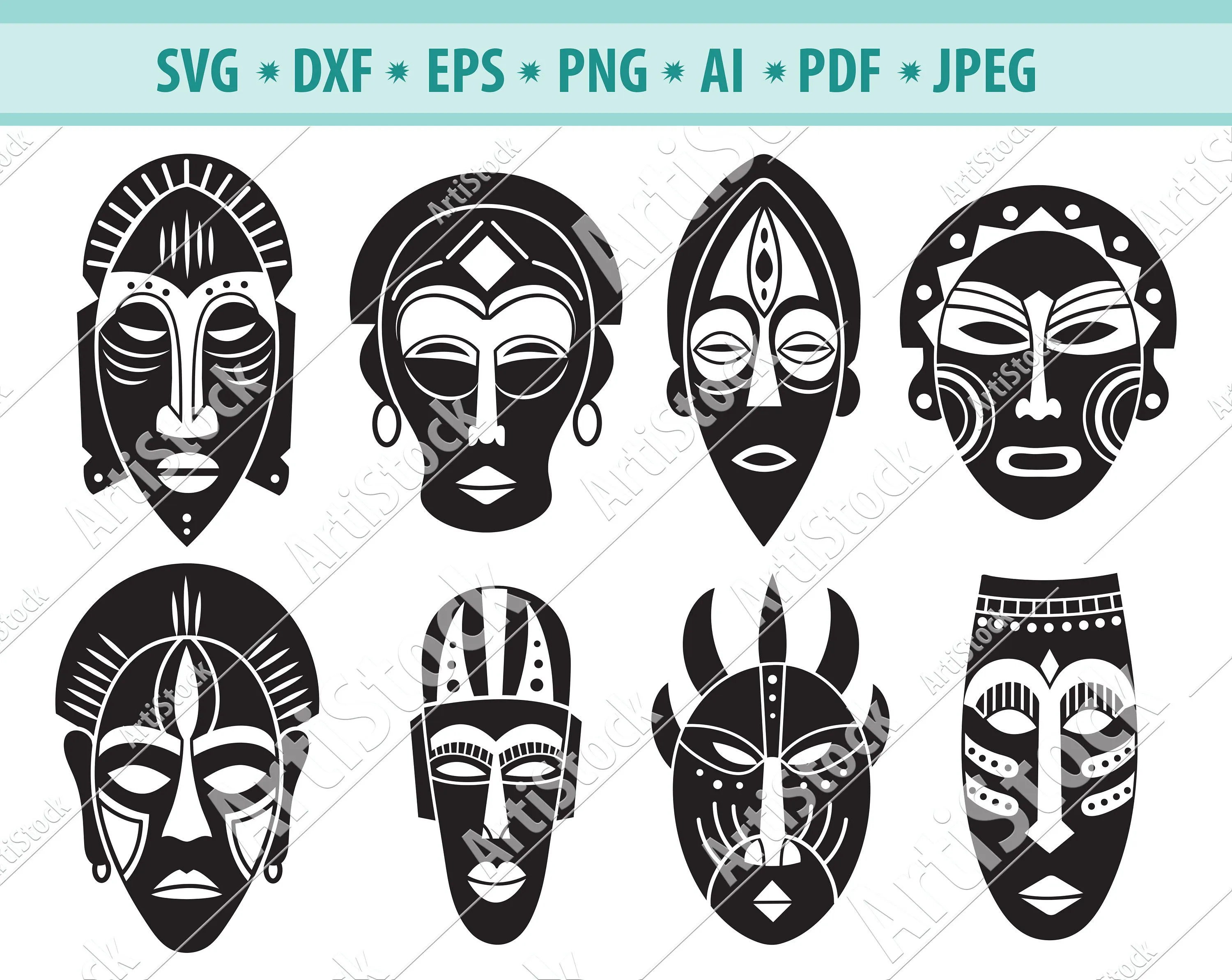 Dibujo de máscara tribal - Etsy México