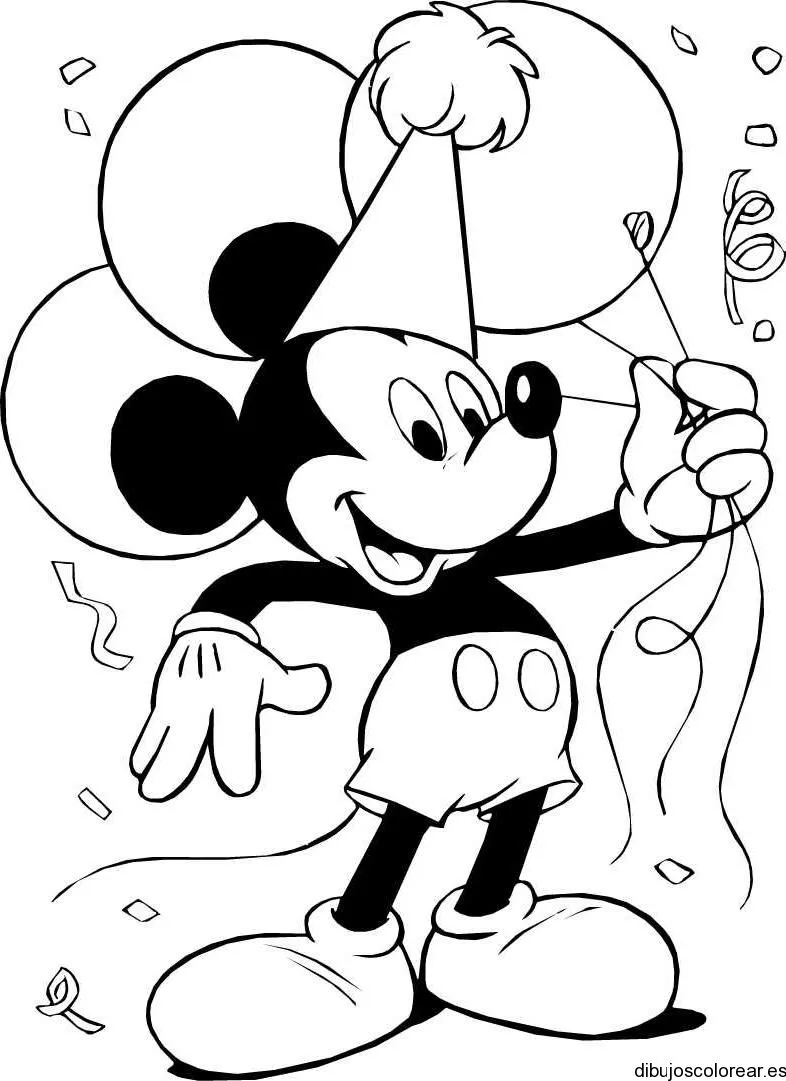 Dibujo de Mickey Mouse en cumpleaños | Dibujos para Colorear Dibujo de Mickey Mouse en cumpleaños | Dibujos para Colorear