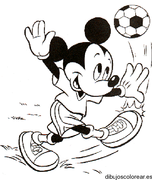 Dibujo de Mickey Mouse jugando fútbol | Dibujos para Colorear