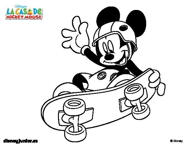 Dibujo de Mickey Mouse en skate para Colorear - Dibujos.net