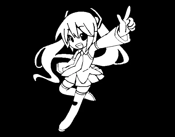 Dibujo de Miku vocaloid para Colorear Dibujo de Miku vocaloid para Colorear