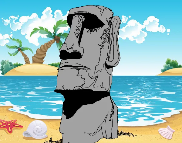 Dibujo de Moái de la Isla de Pascua pintado por en Dibujos.net el ...