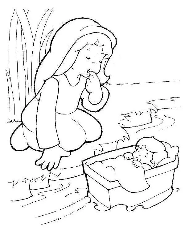 Dibujo de Moises en el rio para colorear ~ Dibujos Cristianos Para ...