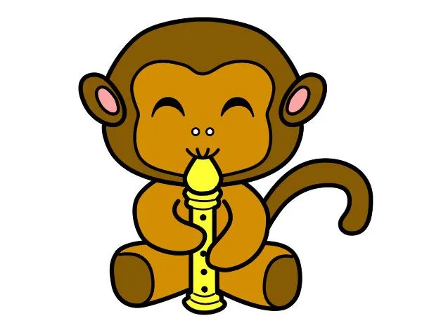 Dibujo de el mono con flauta jajaja pintado por Luna30055 en ...