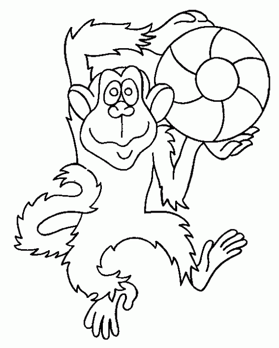 Dibujo de Mono con una pelota para colorear. Dibujos infantiles de ...