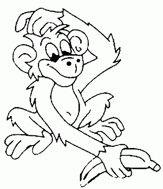 Dibujo de Mono con un plátano para colorear. Dibujos infantiles de ...