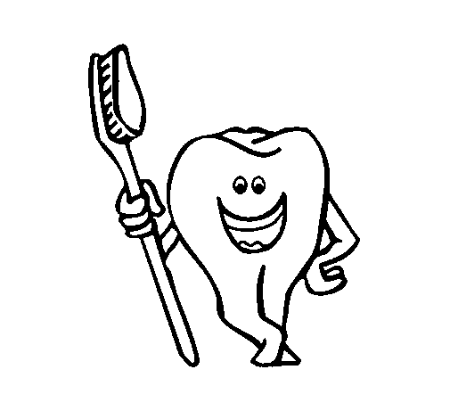 Dibujo de Muela y cepillo de dientes 1 para Colorear - Dibujos.net
