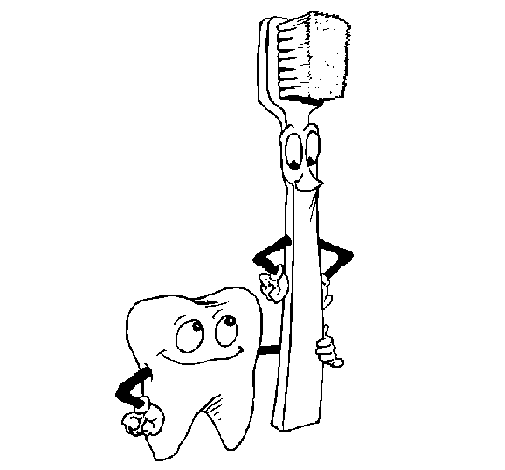 Dibujo de Muela y cepillo de dientes para Colorear - Dibujos.net