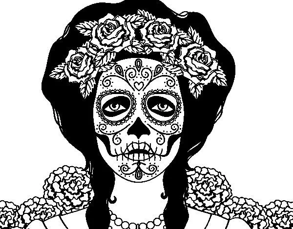 Dibujo de Mujer calavera mejicana para Colorear - Dibujos.net