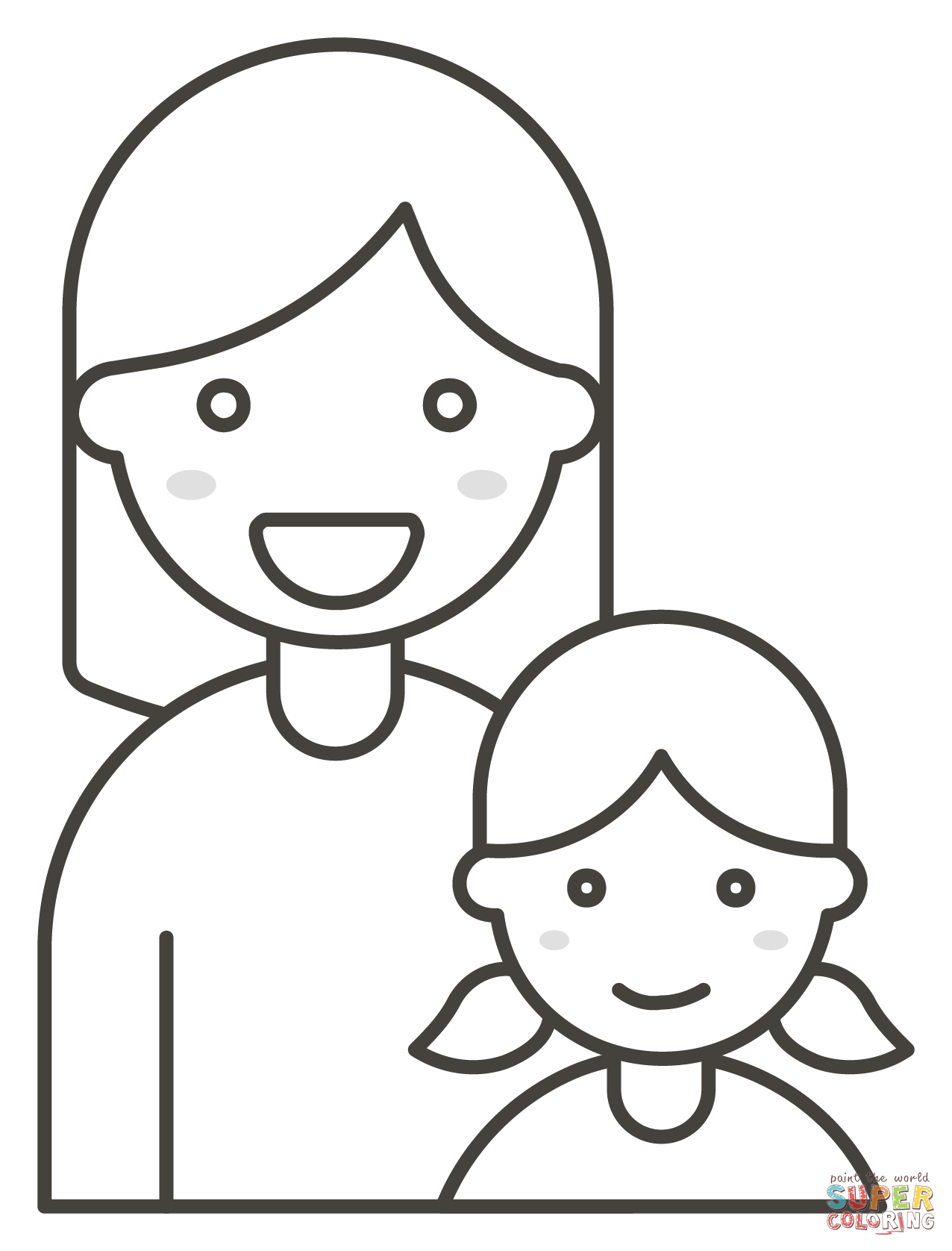 Dibujo de mujer y niña de familia para colorear | Dibujos para colorear  imprimir gratis