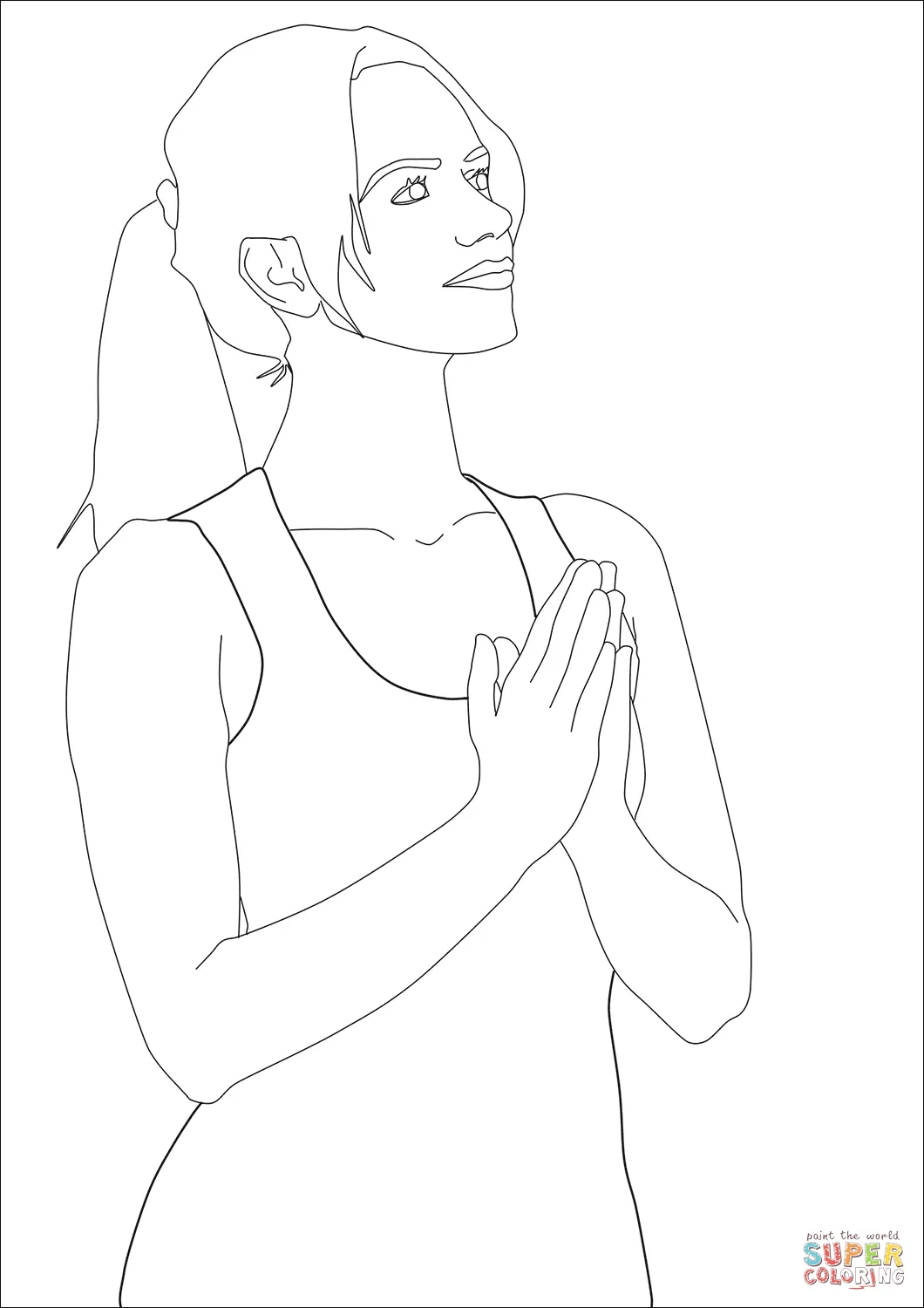 Dibujo de Mujer orando para colorear | Dibujos para colorear imprimir gratis