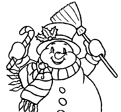 Dibujo de Muñeco de nieve con bufanda para Colorear - Dibujos.net