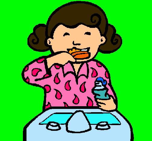Dibujo de Niña cepillándose los dientes pintado por Annasimon en ...