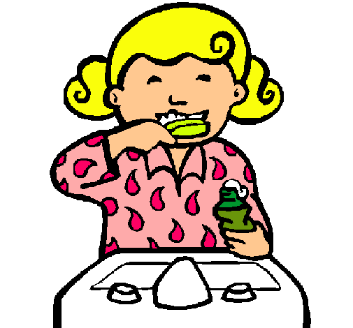 Dibujo de Niña cepillándose los dientes pintado por Maria en ...