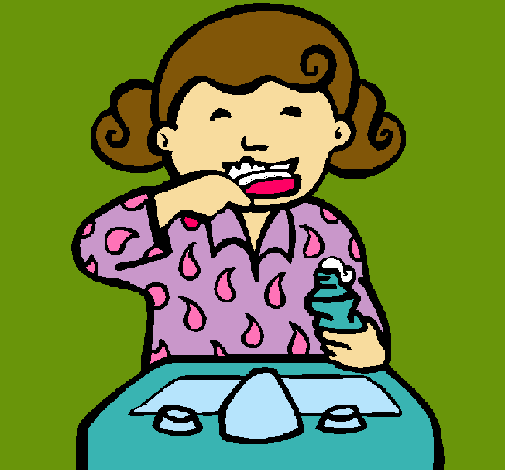 Dibujo de Niña cepillándose los dientes pintado por Princessa9 en ...
