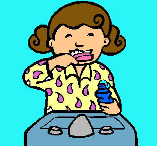 Dibujo de Niña cepillándose los dientes pintado por Salud bucal en ...