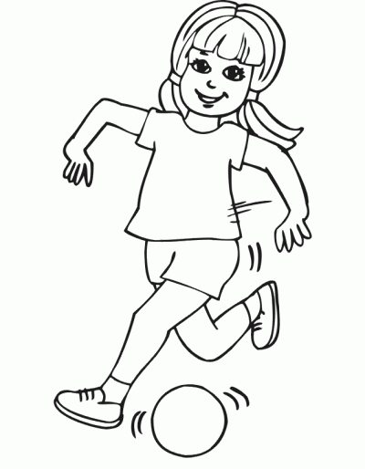 Dibujo de Niña jugando al fútbol. Dibujo para colorear de Niña ...