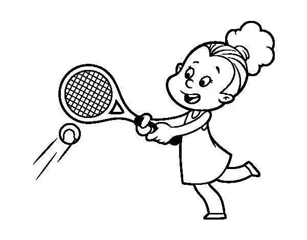 Dibujo de Niña jugando a tenis para Colorear - Dibujos.net