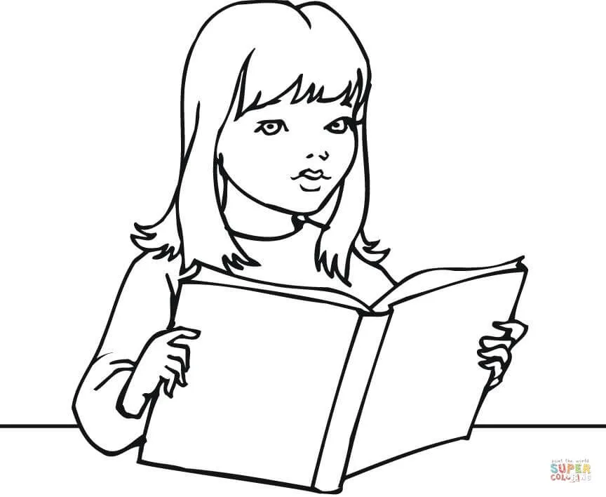 Dibujo de Niña Leyendo un Libro para colorear | Dibujos para colorear imprimir gratis Dibujo de Niña Leyendo un Libro para colorear | Dibujos para colorear imprimir gratis