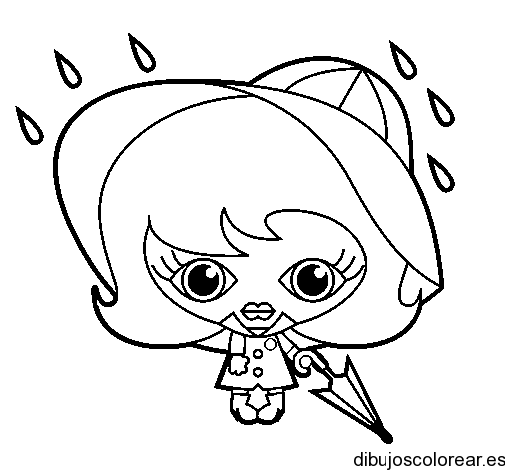 Dibujo de niña en la lluvia | Dibujos para Colorear