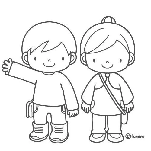 Students with uniform, free coloring pages | Coloring Pages