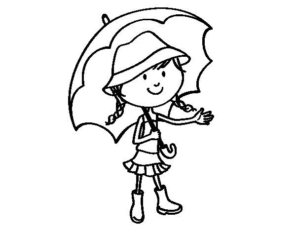 Dibujo de Niña con paraguas para Colorear - Dibujos.net