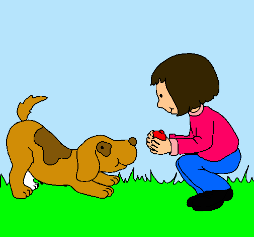 Dibujo de Niña y perro jugando pintado por Akel4 en Dibujos.net el ...