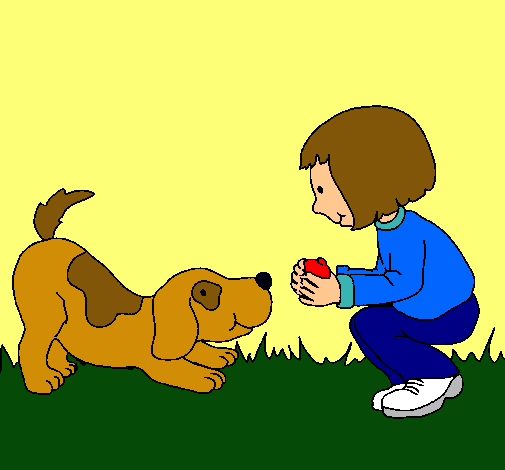 Dibujo de Niña y perro jugando pintado por Danna en Dibujos.net el ...