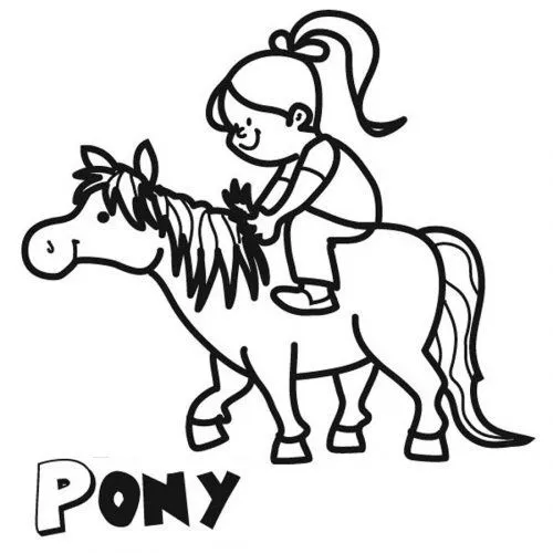 Dibujo de una niña con su pony para pintar - Dibujos para colorear ...