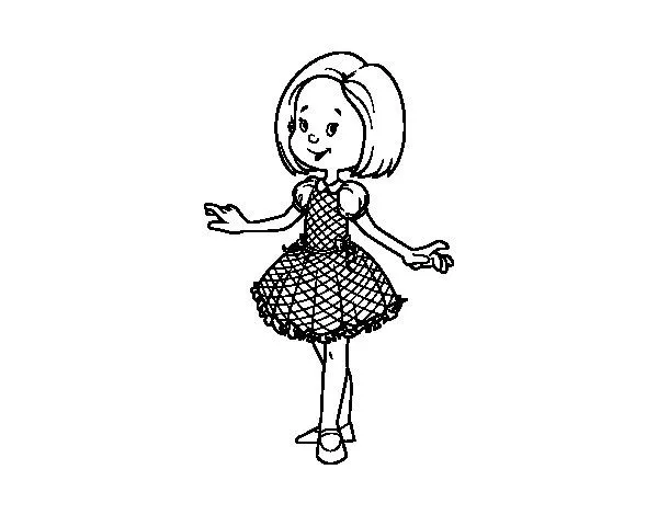 Dibujo de Niña con vestido de princesa para Colorear - Dibujos.net