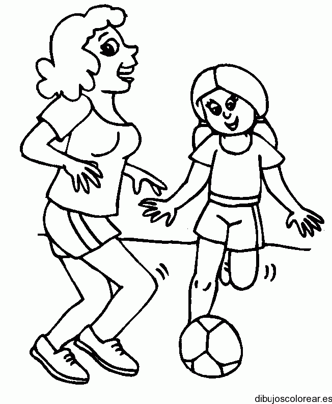 Dibujo de niñas jugando fútbol | Dibujos para Colorear