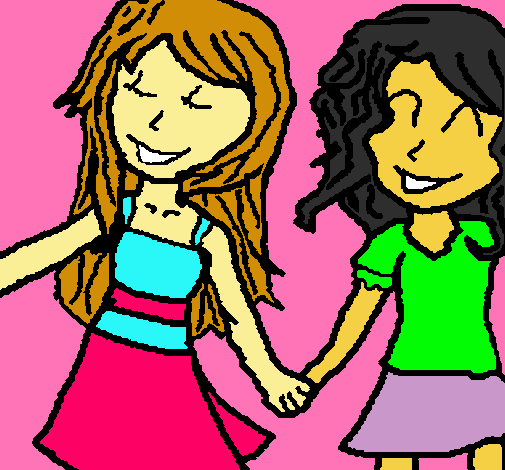 Dibujo de Niñas de la mano pintado por Michelbonita en Dibujos.net ... Dibujo de Niñas de la mano pintado por Michelbonita en Dibujos.net ...