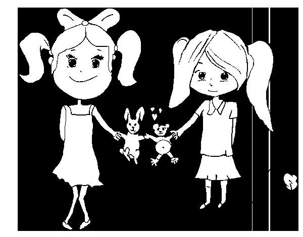 Dibujo de Niñas con peluches para Colorear - Dibujos.net